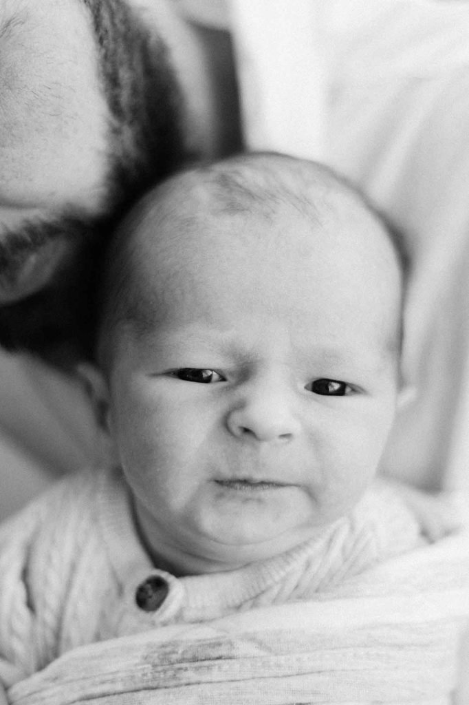 newborn baby with eyes open